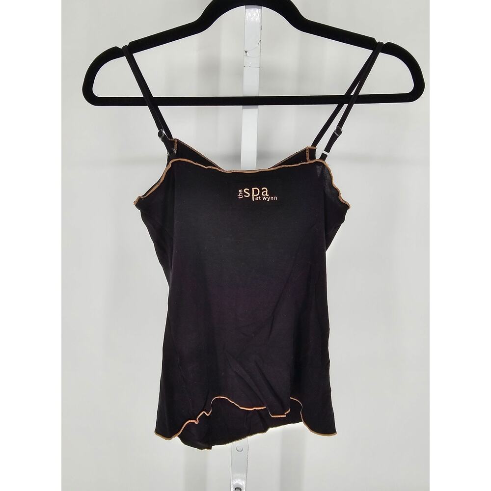 Vtg Y2K Spa at Wynn Womens Sz M Camisole Spaghetti Strap Black w/ Gold Trim - Picture 4 of 4